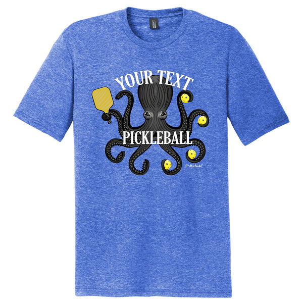 Custom Pickleball Octopus Men's T-Shirt in Royal Blue or Grey