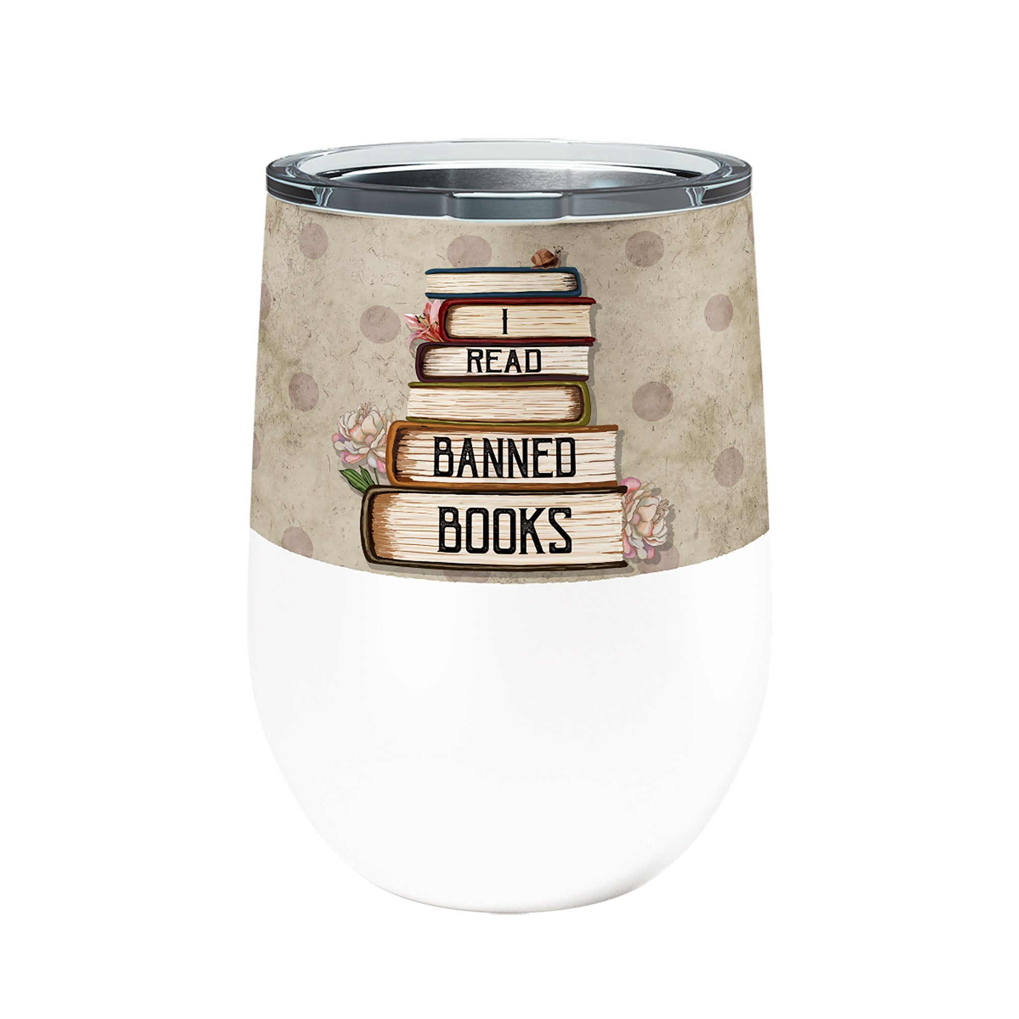 Banned Books 12oz Insulated Stainless Steel Tumbler with Clear Lid