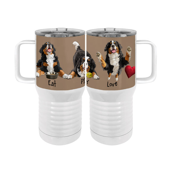 Bernese Eat Play Love 20oz Tall Insulated Stainless Steel Tumbler with Slider Lid