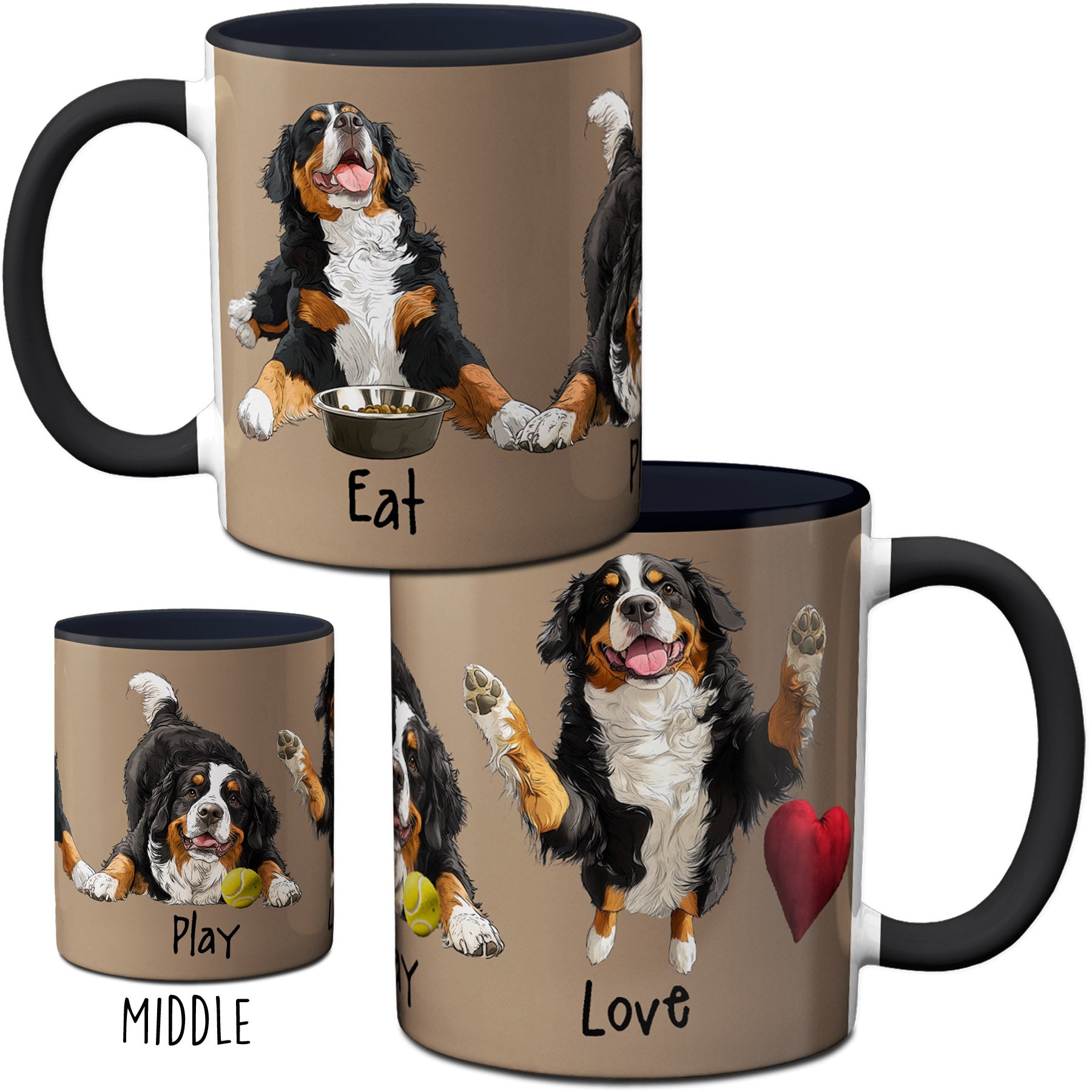 Bernese Eat Play Love Mug by Pithitude