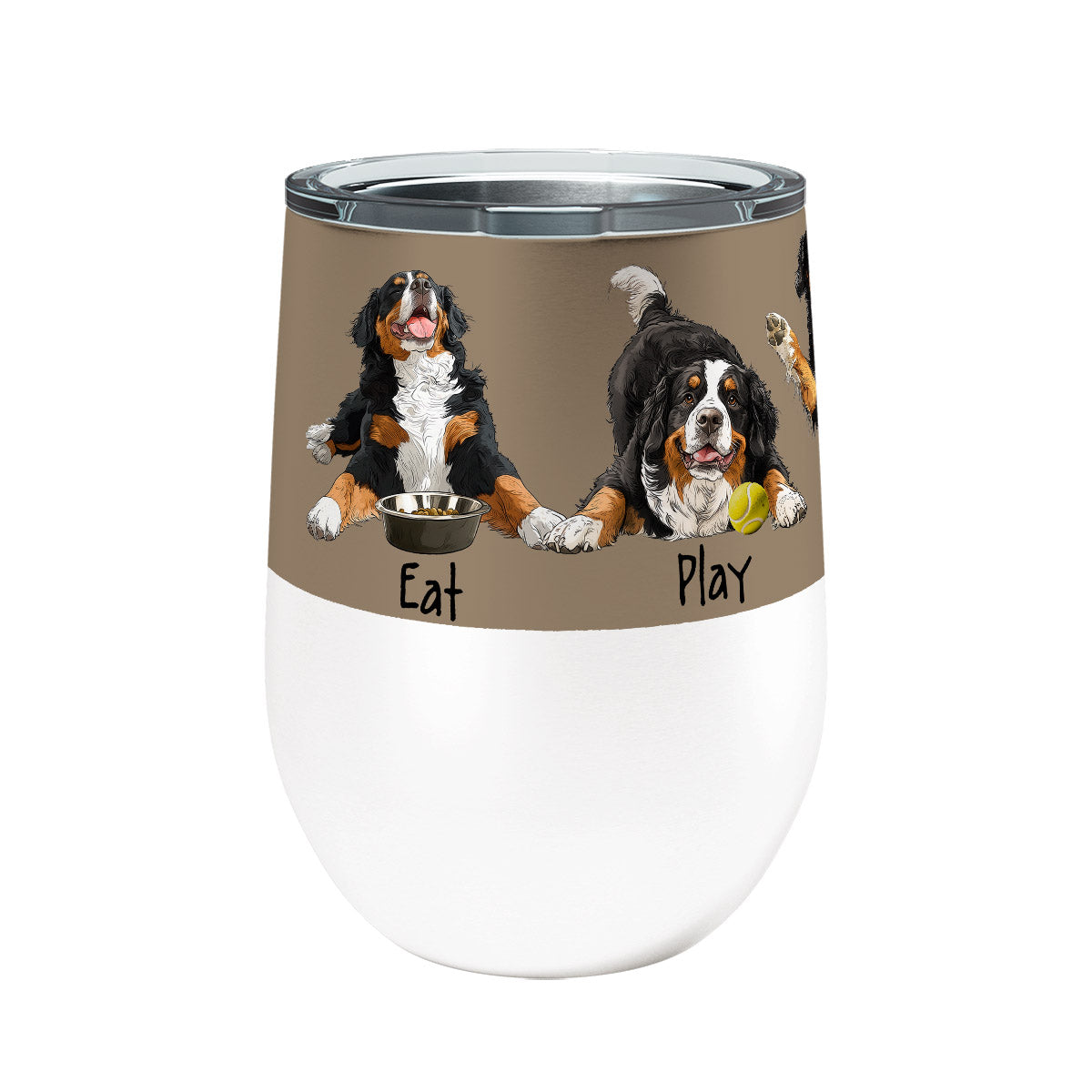 Bernese Eat Play Love 12oz Insulated Stainless Steel Tumbler with Clear Lid