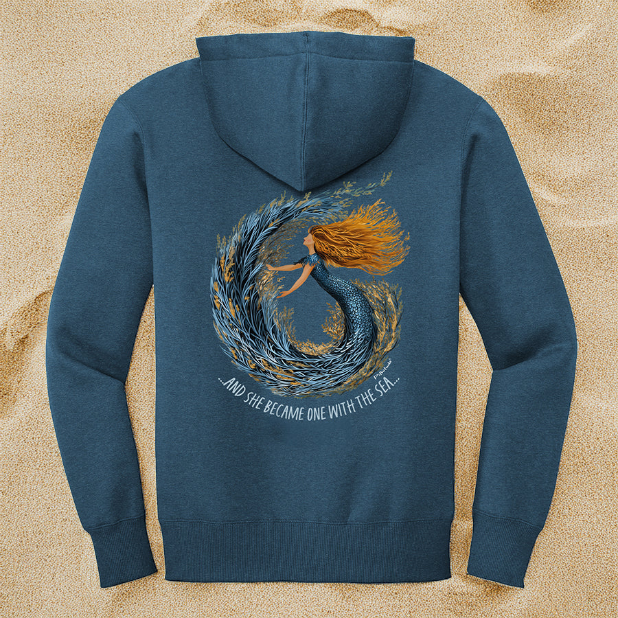 Coral Mermaid Zipper Hoodie Fleece Sweatshirt