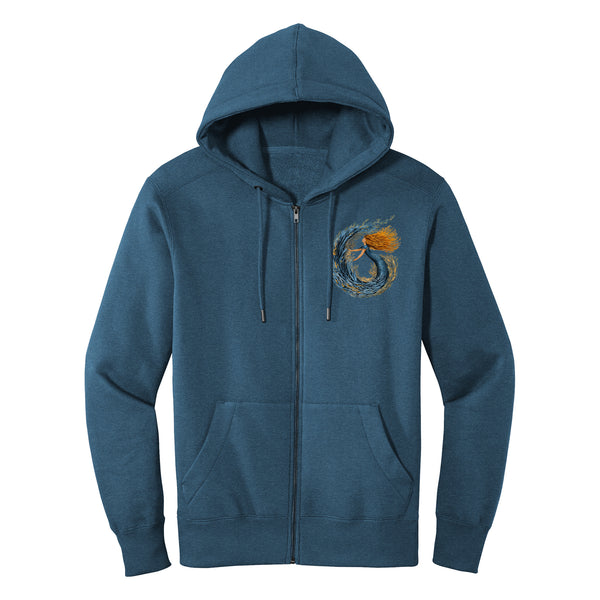 Coral Mermaid Zipper Hoodie Fleece Sweatshirt