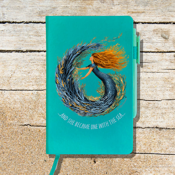 Coral Mermaid Blank Lined Journal Notebook