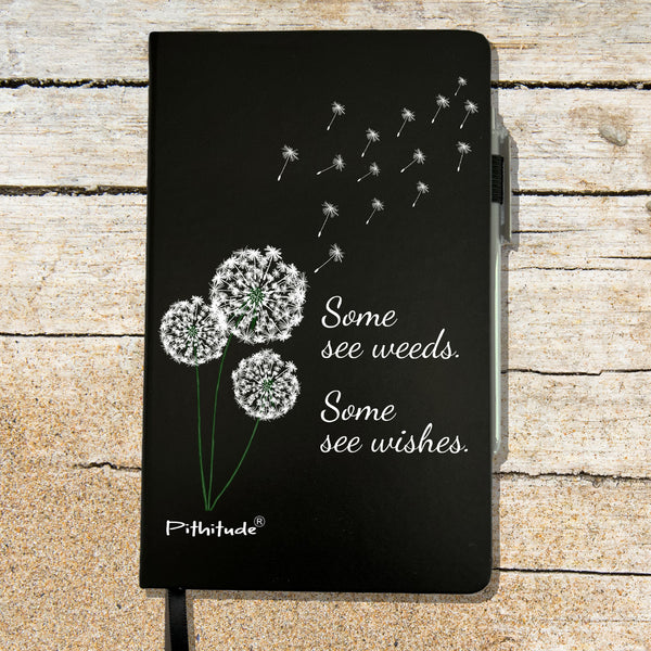 Dandelion Wishes Blank Lined Journal Notebook