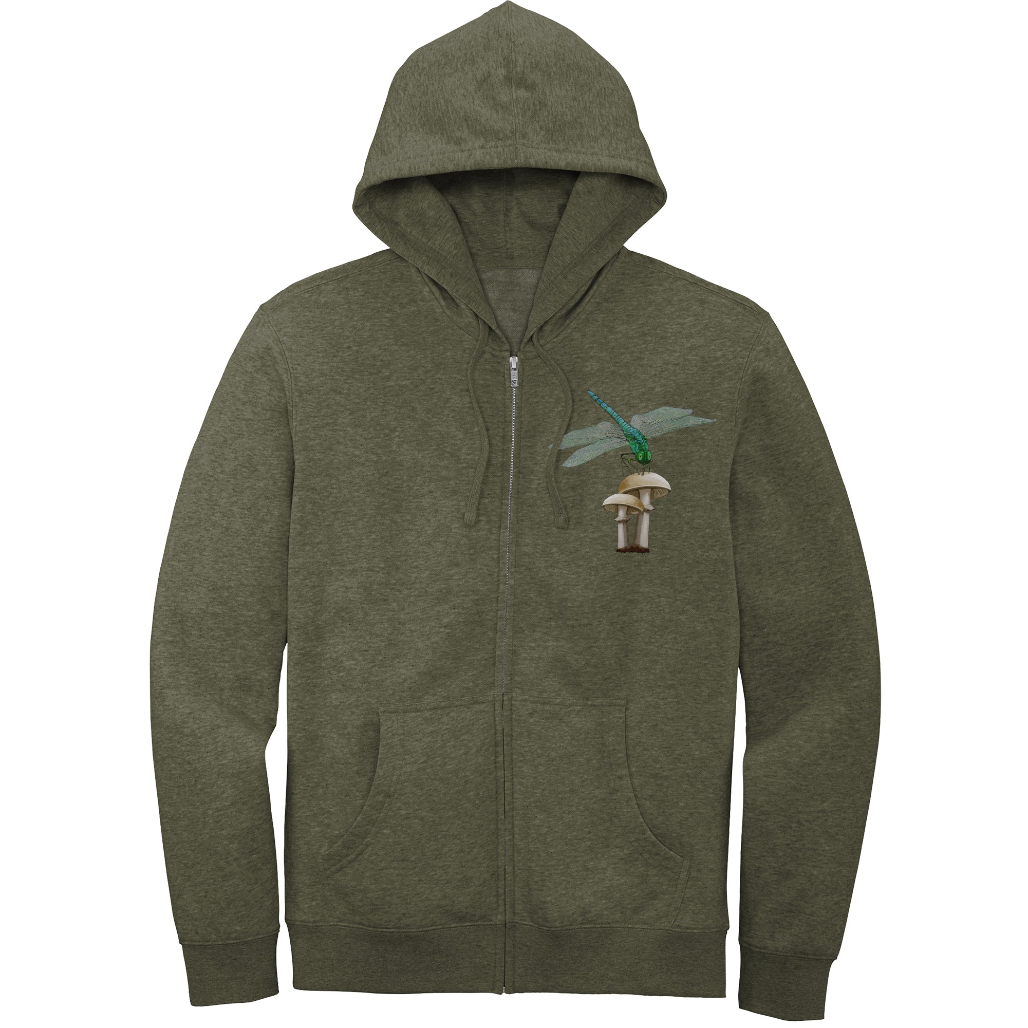 Dragonfly Mushroom Zipper Hoodie Fleece Sweatshirt