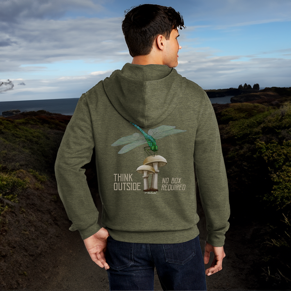 Dragonfly Mushroom Zipper Hoodie Fleece Sweatshirt