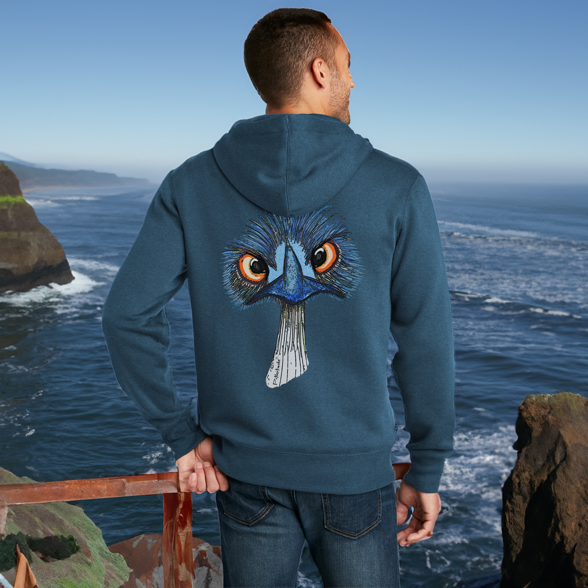 Emu Zipper Hoodie Fleece Sweatshirt