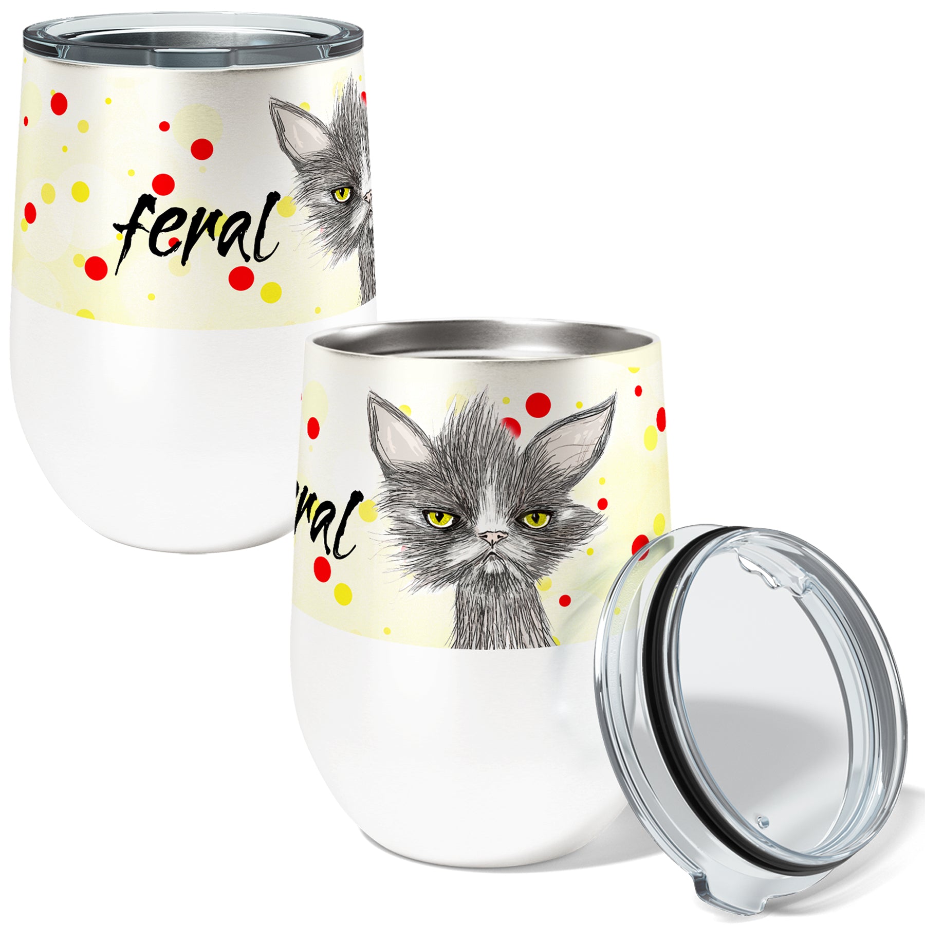 Feral Cat 12oz Stemless Insulated Stainless Steel Tumbler