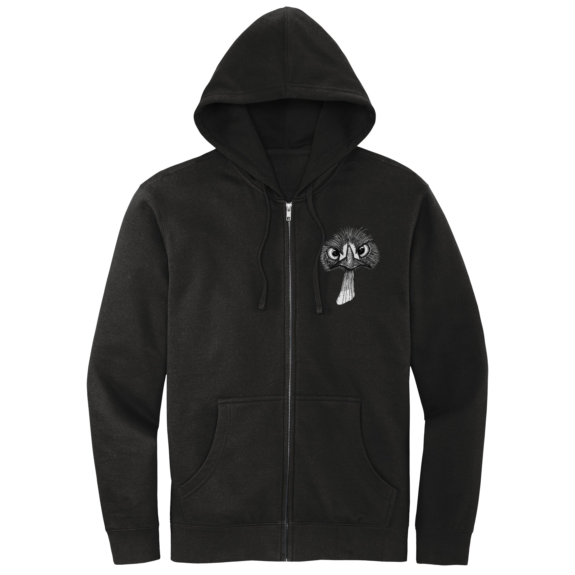 Monochrome Emu Zipper Hoodie Fleece Sweatshirt