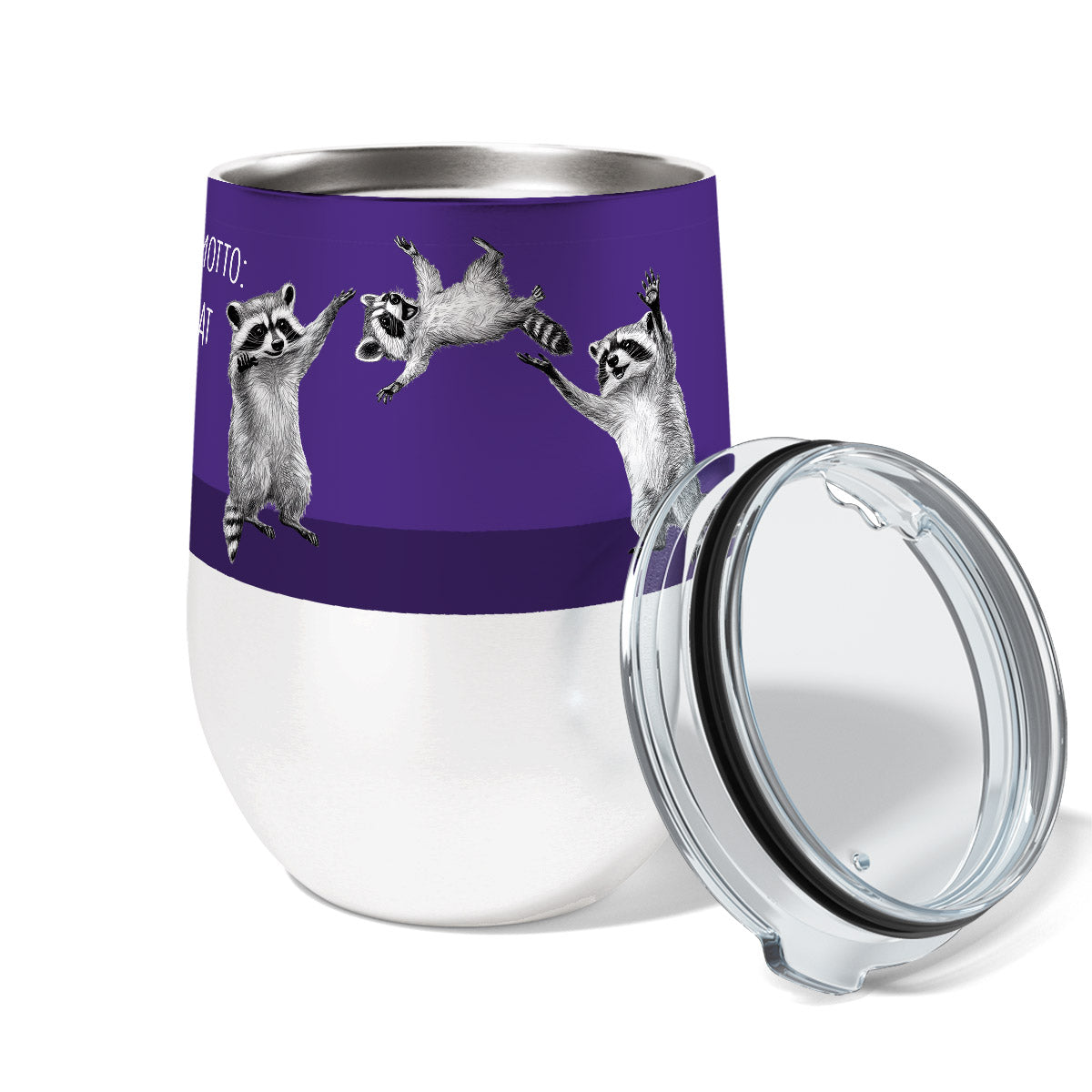Raccoon Family Motto 12oz Insulated Stainless Steel Tumbler with Clear Lid