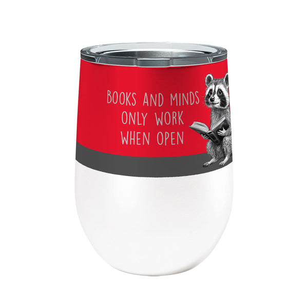 Reading Raccoon 12oz Insulated Stainless Steel Tumbler with Clear Lid