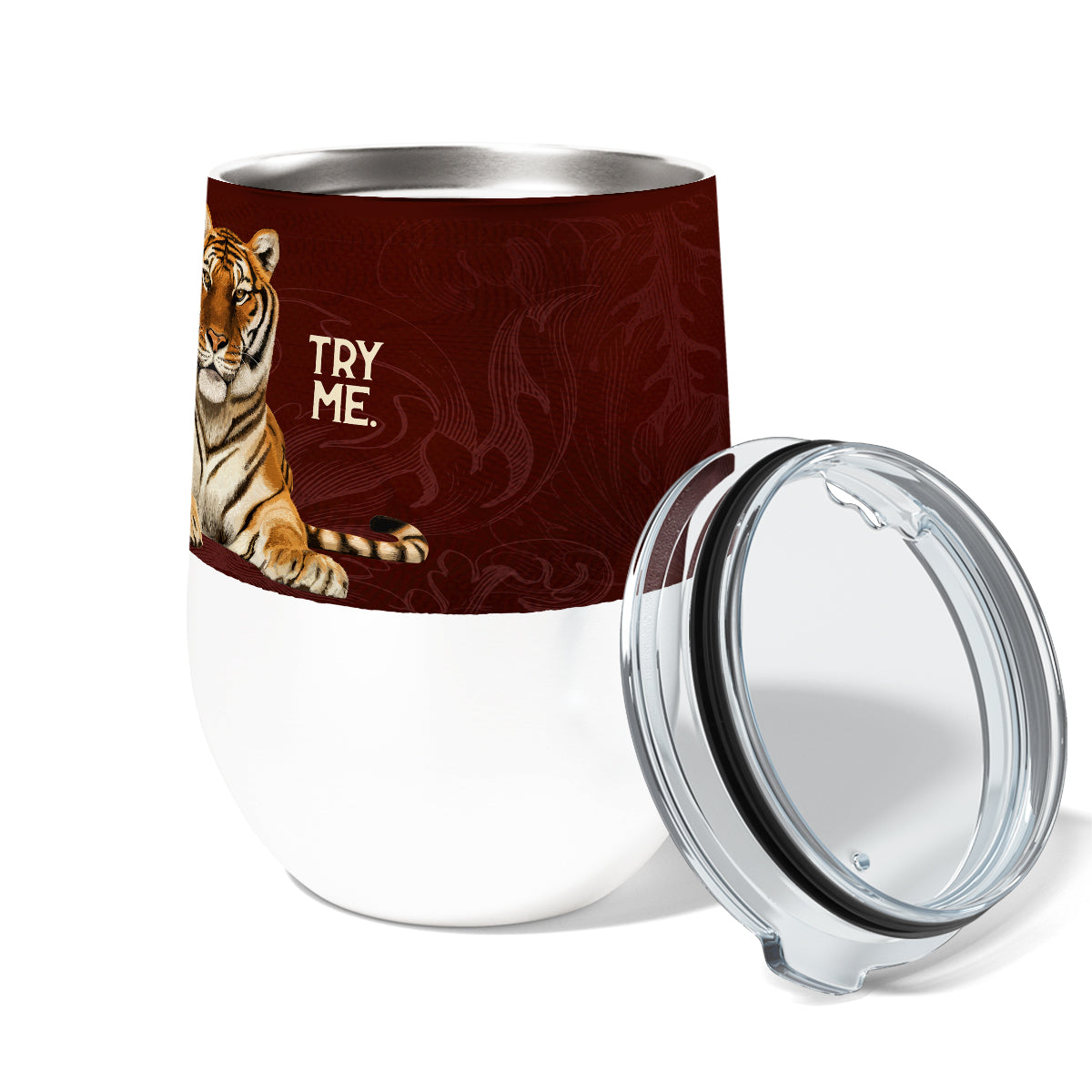 Try Me Tiger 12oz Insulated Stainless Steel Tumbler with Clear Lid