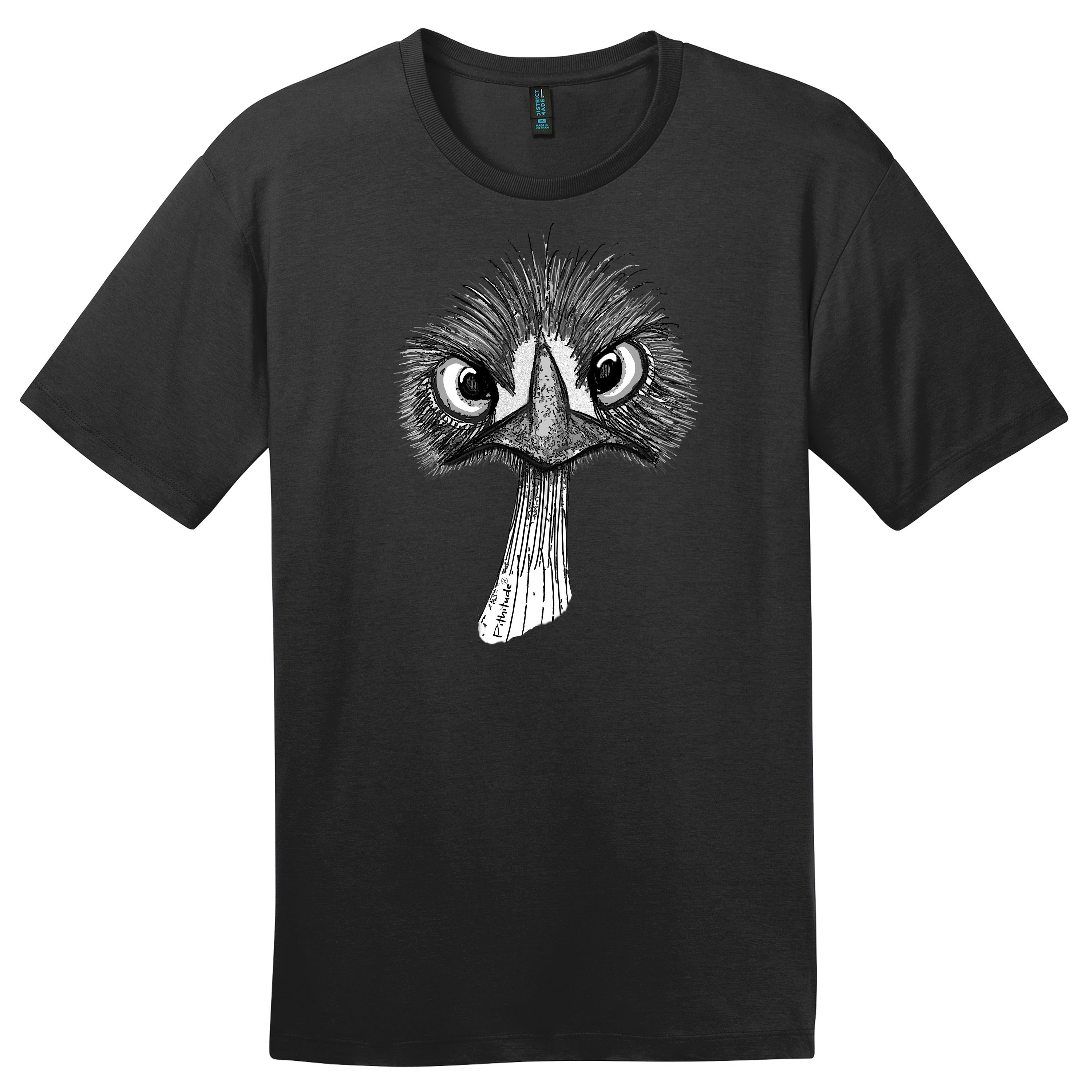 Pithitude Black and White Emu T-Shirt