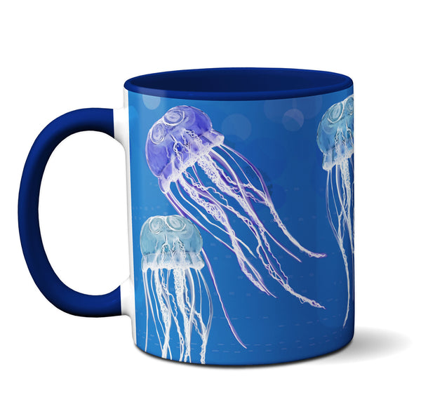 Jellyfish Go With the Flow Blue Ceramic Mug