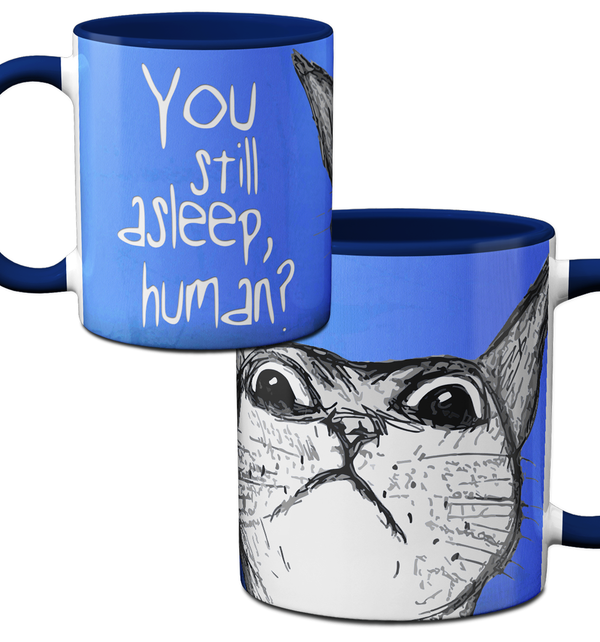 Peeking Cat Human Mug by Pithitude