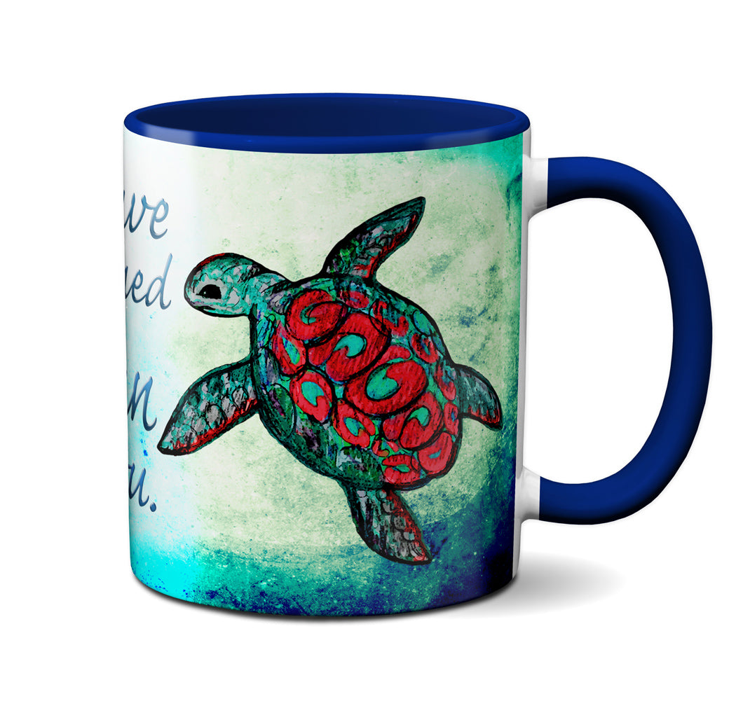 Searching Sea Turtle Blue Romantic Quote Mug