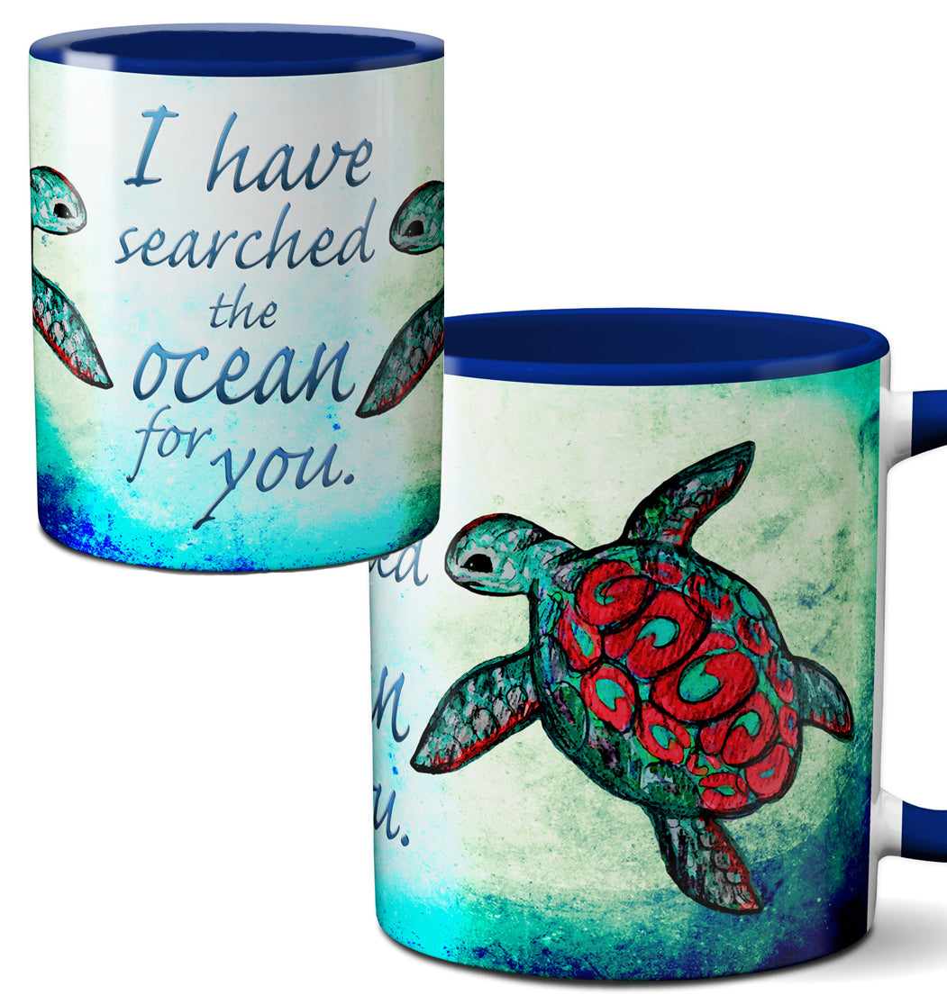 Searching Sea Turtle Blue Romantic Quote Mug
