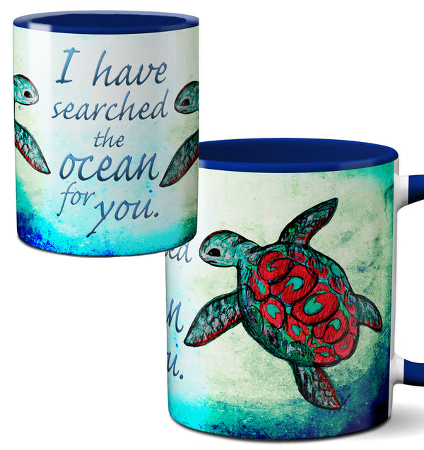 Searching Sea Turtle Blue Romantic Quote Mug