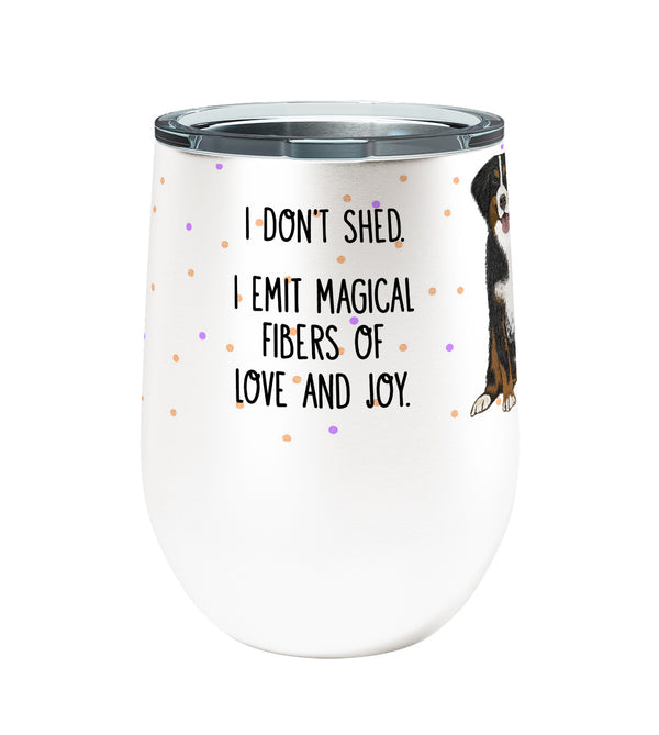 Bernese Mountain Dog Shedding 12oz Insulated Stainless Steel Tumbler with Clear Lid
