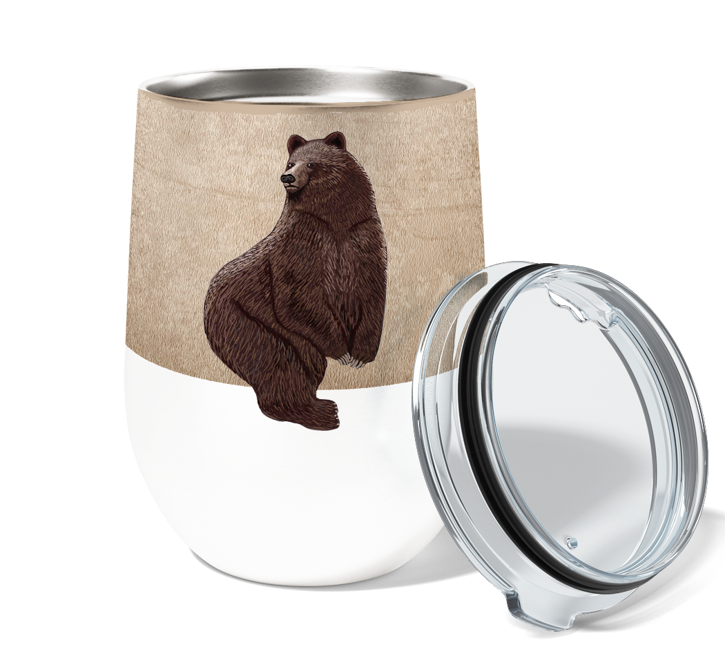 Big Butt Bear 12oz Insulated Stainless Steel Tumbler with Clear Lid