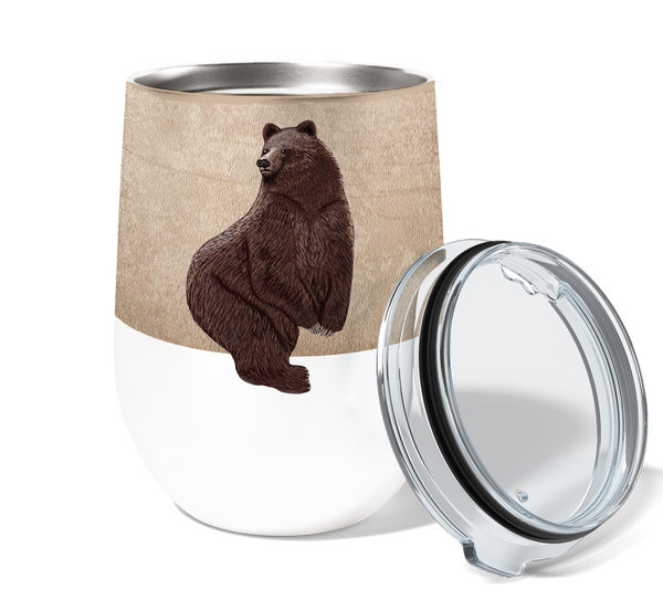 Big Butt Bear 12oz Insulated Stainless Steel Tumbler with Clear Lid