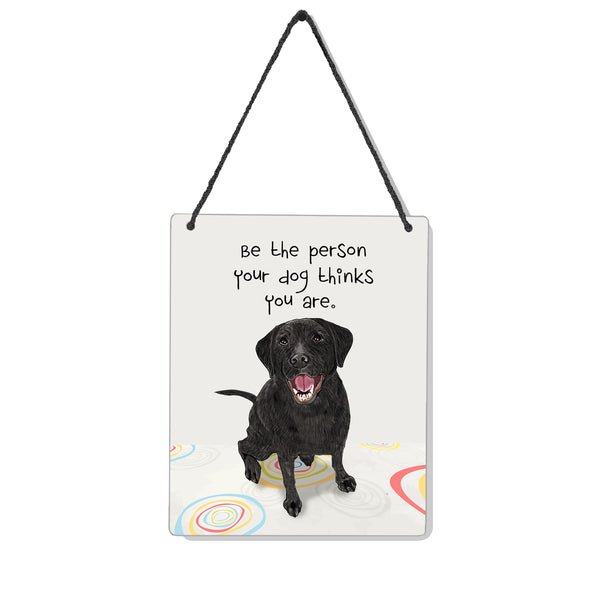 Black Lab Person 4x5" Mini-Sign