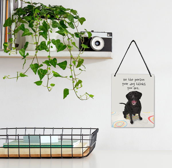 Black Lab Person 4x5" Mini-Sign