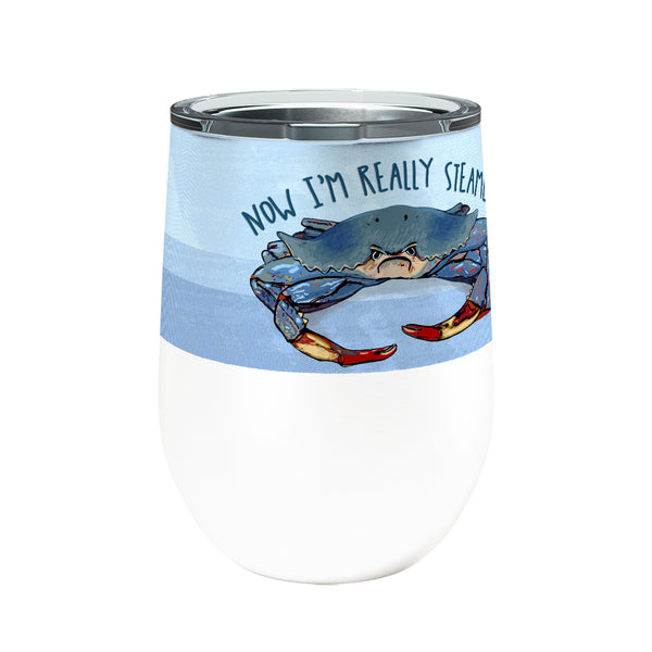 Blue Crab Steamed 12oz Stemless Insulated Stainless Steel Tumbler