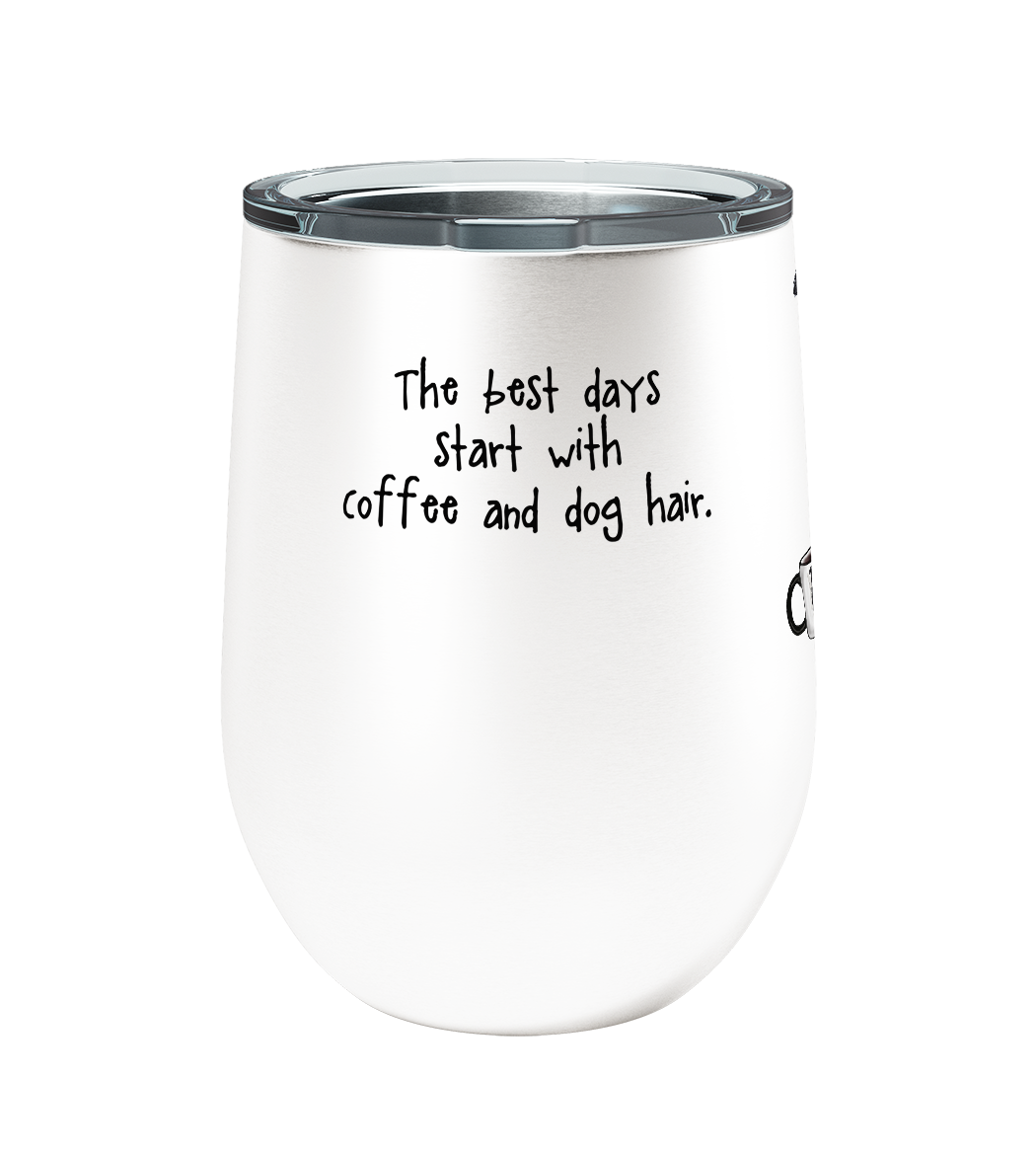 Border Collie Dog Hair and Coffee 12oz Insulated Stainless Steel Travel Tumbler