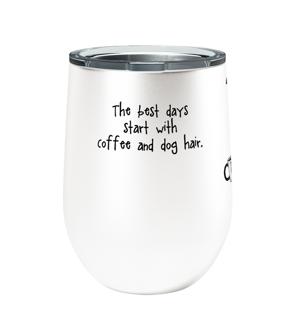 Border Collie Dog Hair and Coffee 12oz Insulated Stainless Steel Travel Tumbler