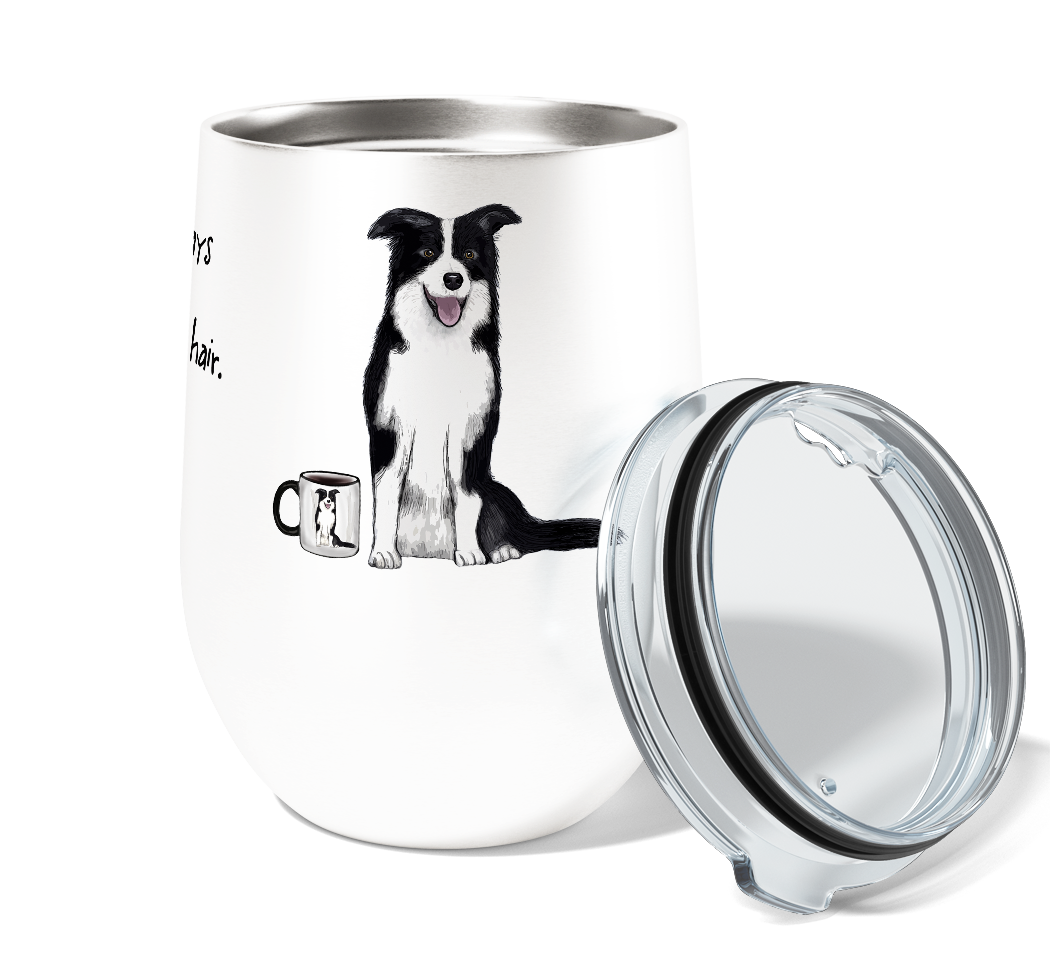 Border Collie Dog Hair and Coffee 12oz Insulated Stainless Steel Travel Tumbler