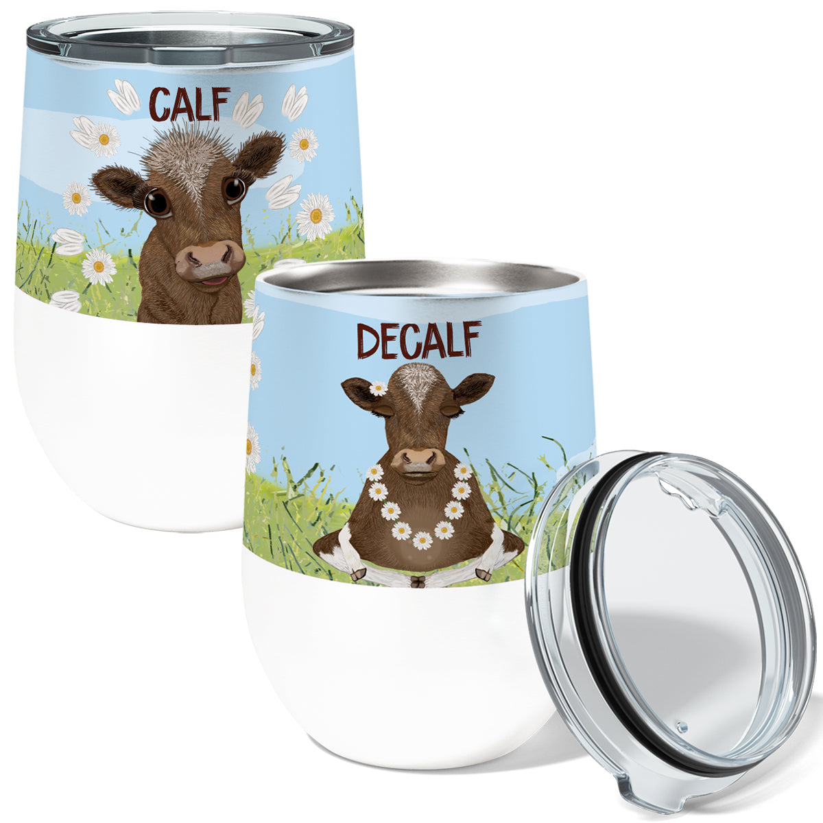 Calf Decalf 12oz Stemless Insulated Stainless Steel Coffee Tumbler