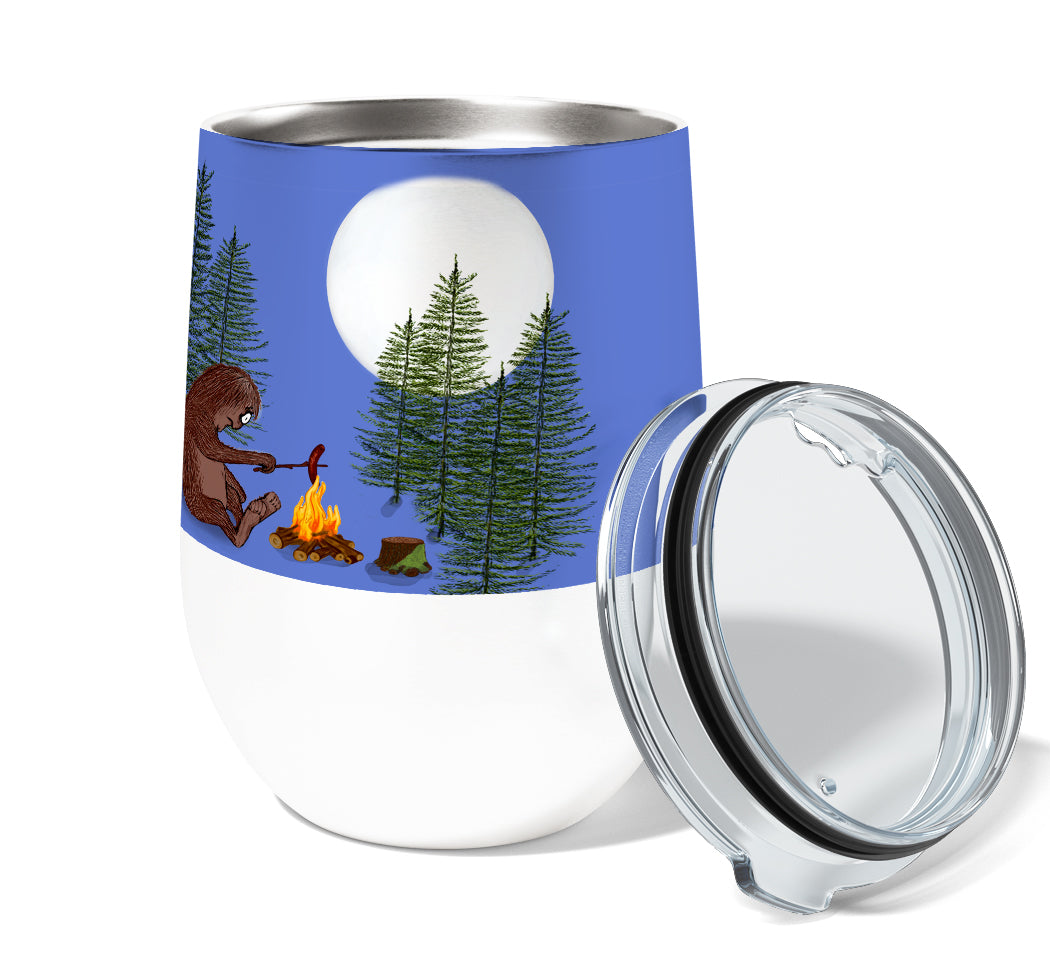 Sasquatch Campfire Buns 12oz Insulated Stainless Steel Tumbler with Clear Lid