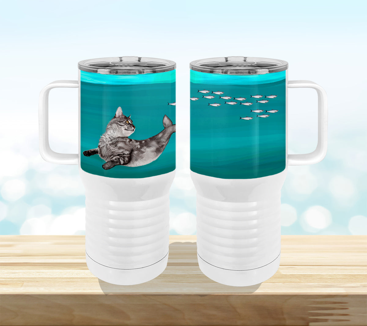 Catfish Mermaid 20oz Tall Insulated Stainless Steel Tumbler with Slider Lid