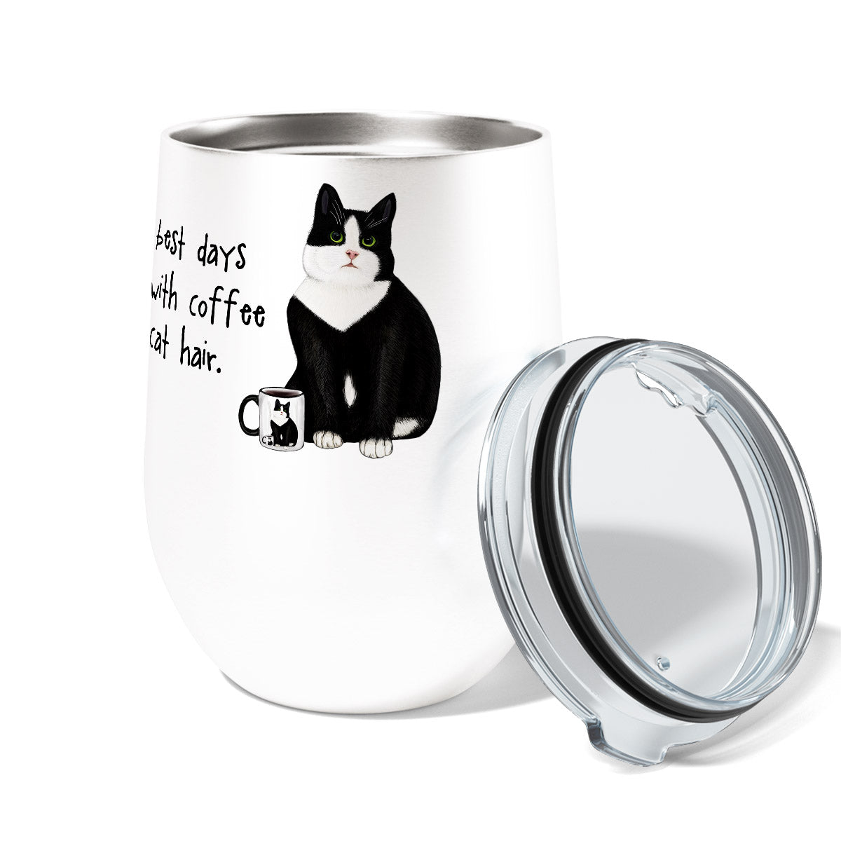 Cat Hair 12oz Stemless Insulated Stainless Steel Tumbler