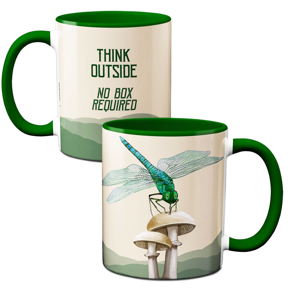 Dragonfly Mushroom Mug by Pithitude