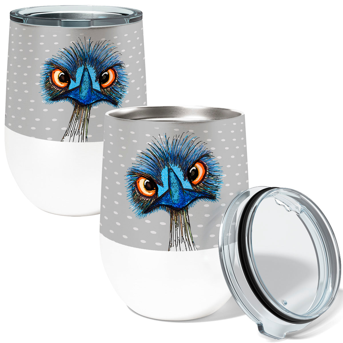 Pithitude Emu 12oz Stemless Insulated Stainless Steel Tumbler