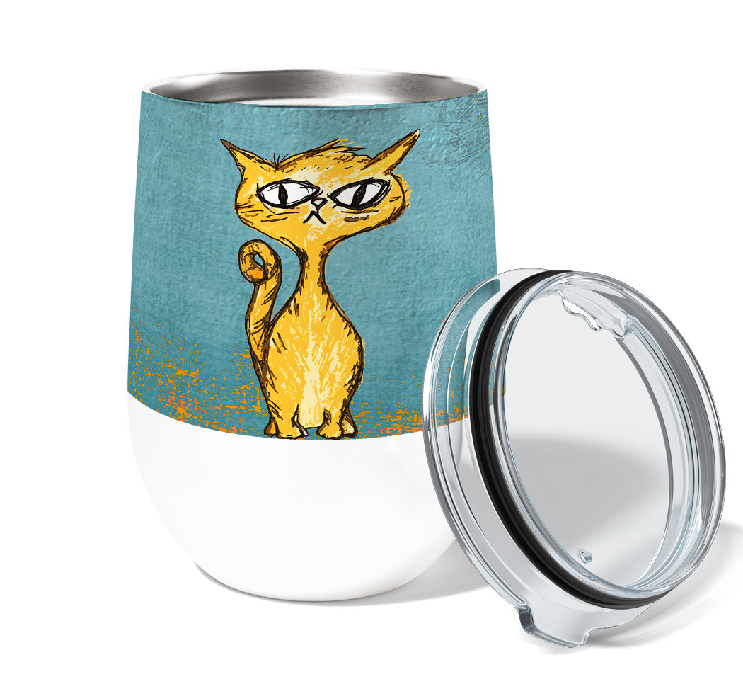 Eye Punch Cat 12oz Stemless Insulated Stainless Steel Tumbler