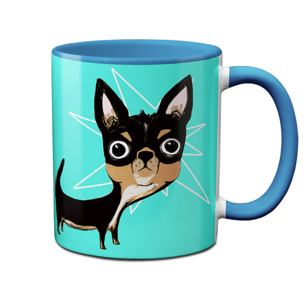 Eye Punch Dog Chihuahua Blue Mug Cup