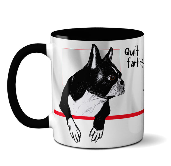 Farting Boston Terriers Black Mug