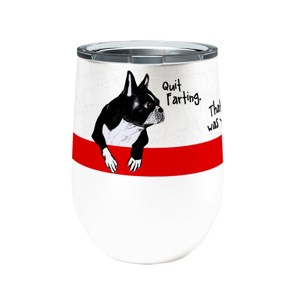Farting Boston Terriers 12oz Stemless Insulated Stainless Steel Tumbler