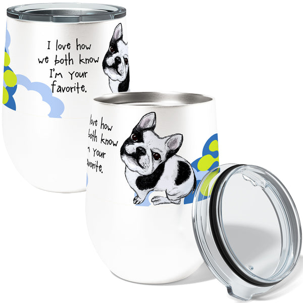 Favorite French Bulldog 12oz Stemless Insulated Stainless Steel Tumbler