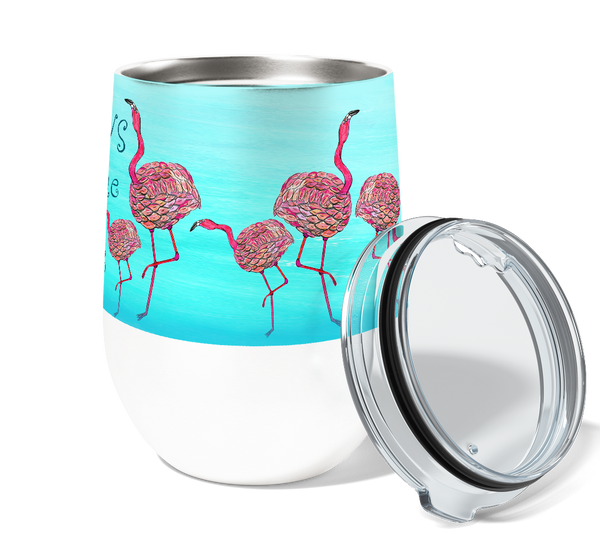 Pink Flamingos Dance 12oz Stemless Insulated Stainless Steel Tumbler