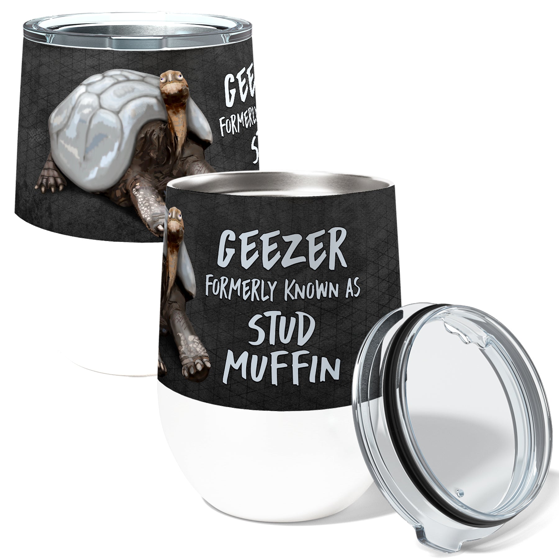 Geezer Tortoise 12oz Stemless Insulated Stainless Steel Tumbler
