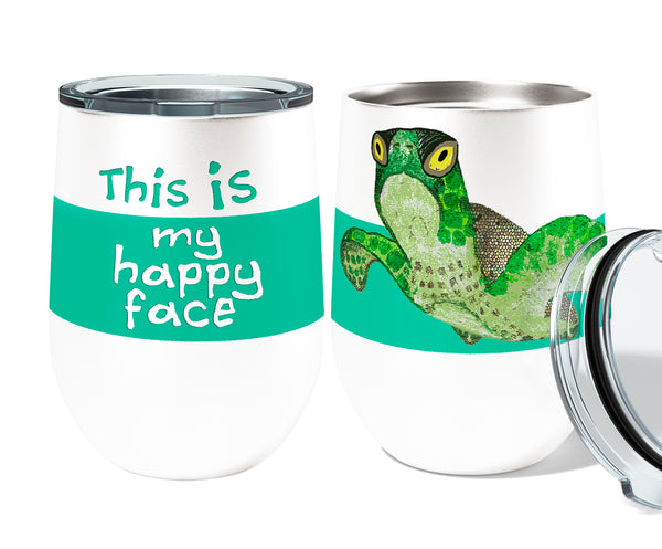 Happy Face Turtle 12oz Stemless Insulated Stainless Steel Tumbler