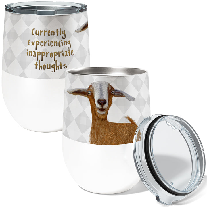 Inappropriate Goat 12oz Stemless Insulated Stainless Steel Tumbler with Clear Lid