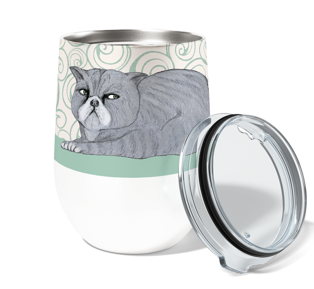 Introvert Cat 12oz Insulated Stainless Steel Tumbler with Clear Lid