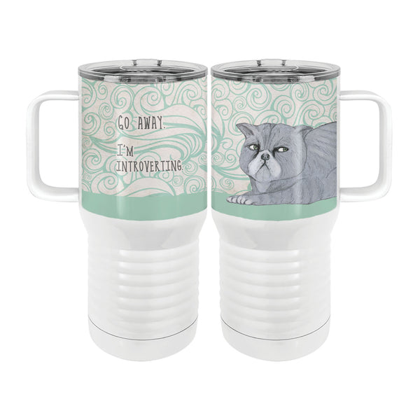 Introvert Cat 20oz Tall Insulated Stainless Steel Tumbler with Slider Lid