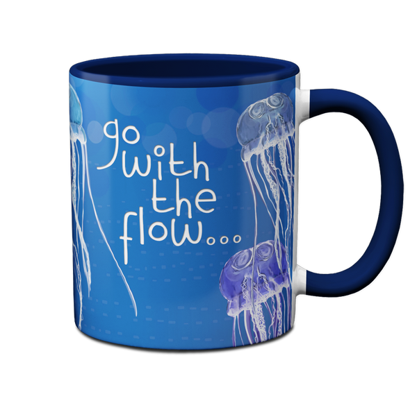 Jellyfish Go With the Flow Blue Ceramic Mug